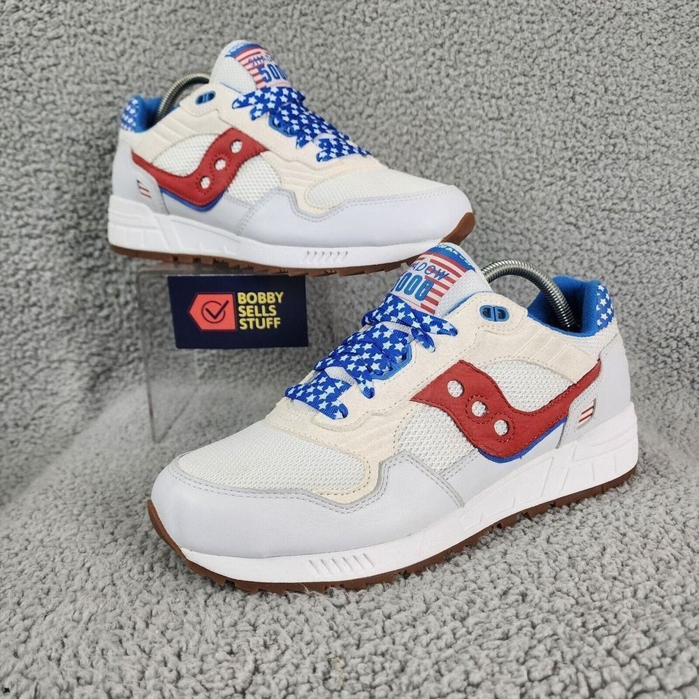 Saucony Shadow 5000 Mens Sz 9 Red White Blue 4th Of July USA Rare Shoes VGUC